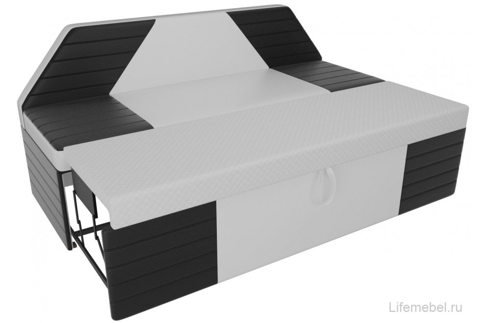 Кухонный диван Дуглас экокожа белая / черная