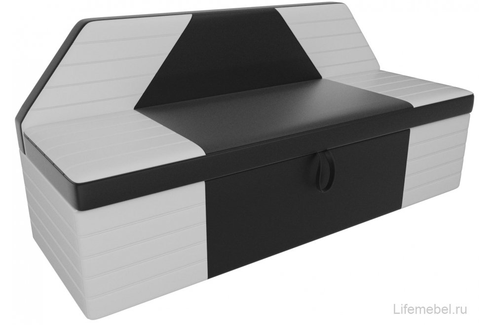 Кухонный диван Дуглас экокожа черная / белая
