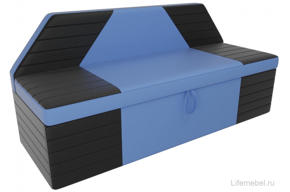 Кухонный диван Дуглас экокожа голубая / черная