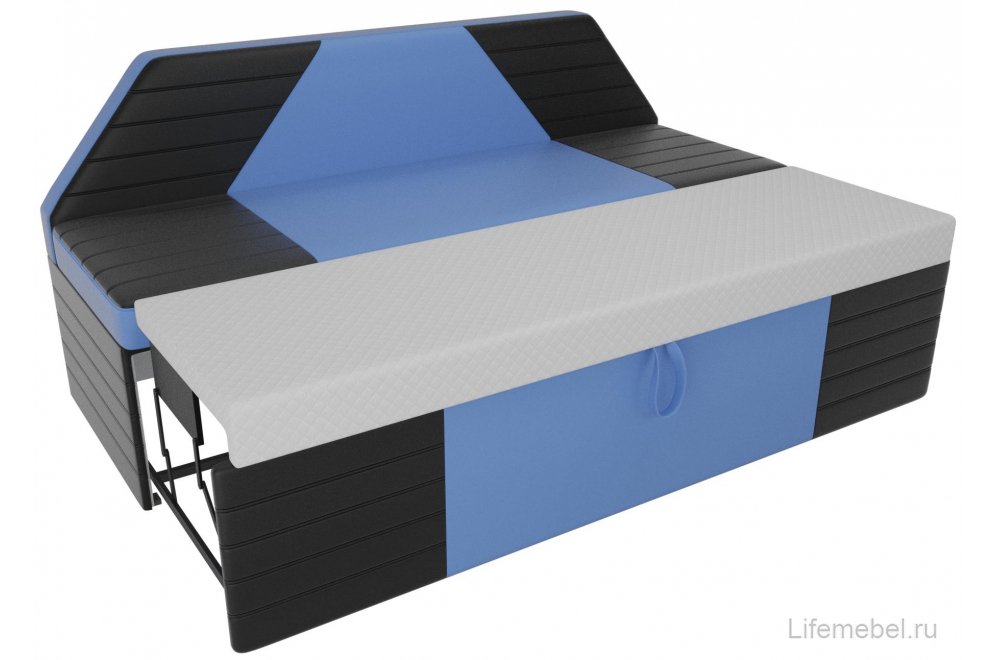 Кухонный диван Дуглас экокожа голубая / черная