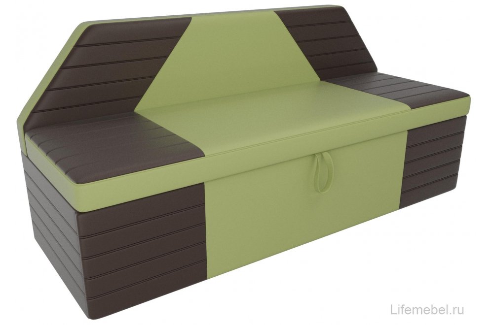 Кухонный диван Дуглас экокожа зеленая / коричневая