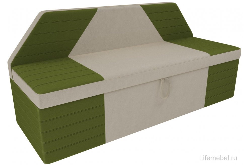 Кухонный диван Дуглас микровельвет бежевый / зеленый
