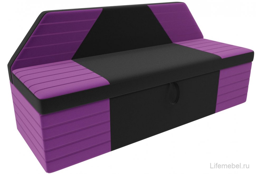 Кухонный диван Дуглас микровельвет черный / фиолетовый