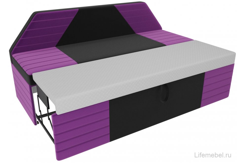 Кухонный диван Дуглас микровельвет черный / фиолетовый