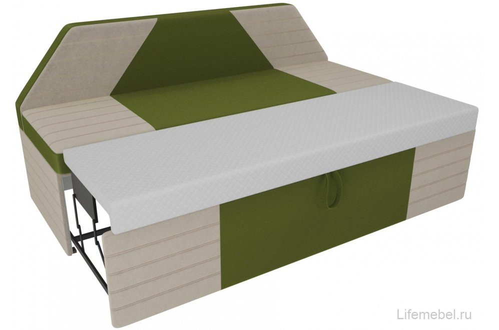 Кухонный диван Дуглас микровельвет зеленый / бежевый