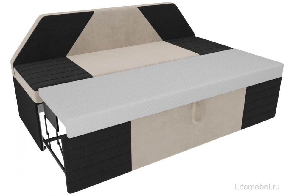 Кухонный диван Дуглас велюр бежевый / черный