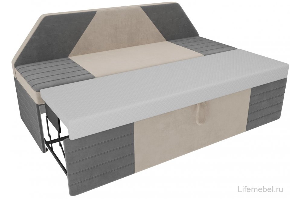 Кухонный диван Дуглас велюр бежевый / серый