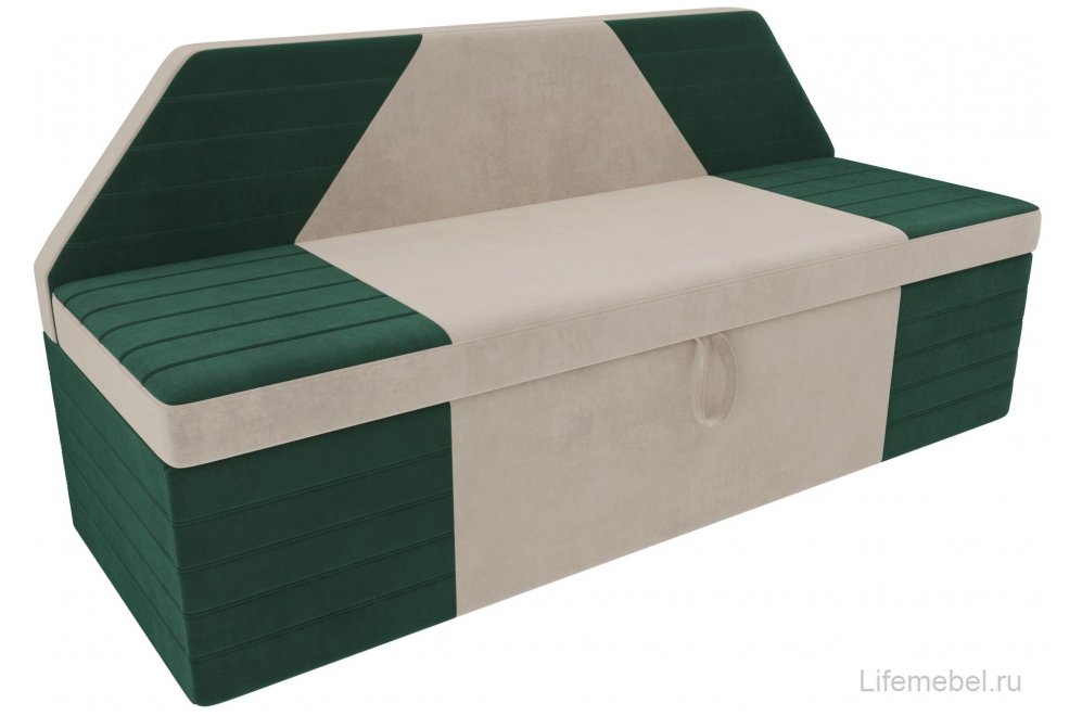 Кухонный диван Дуглас велюр бежевый / зеленый