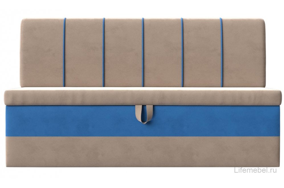 Кухонный диван Энигма бежевый / голубой велюр