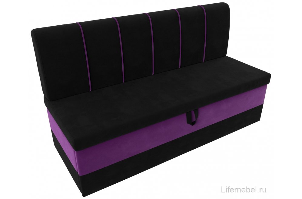 Кухонный диван Энигма черный / фиолетовый микровельвет