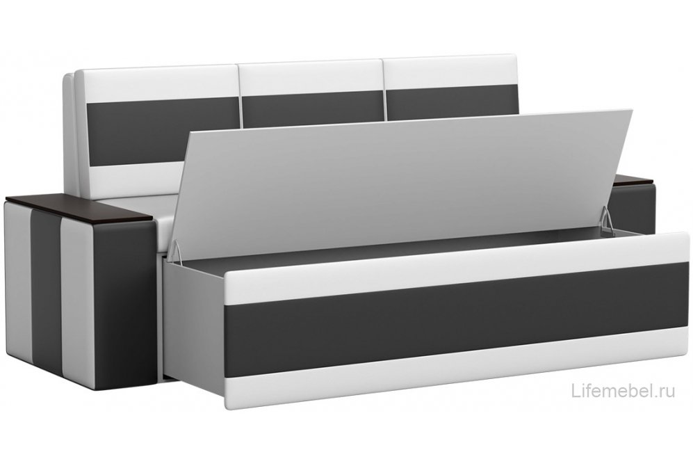 Кухонный диван Лина экокожа бело-черный