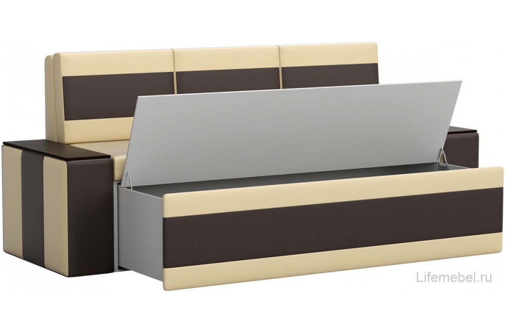 Кухонный диван Лина экокожа бежево-коричневый