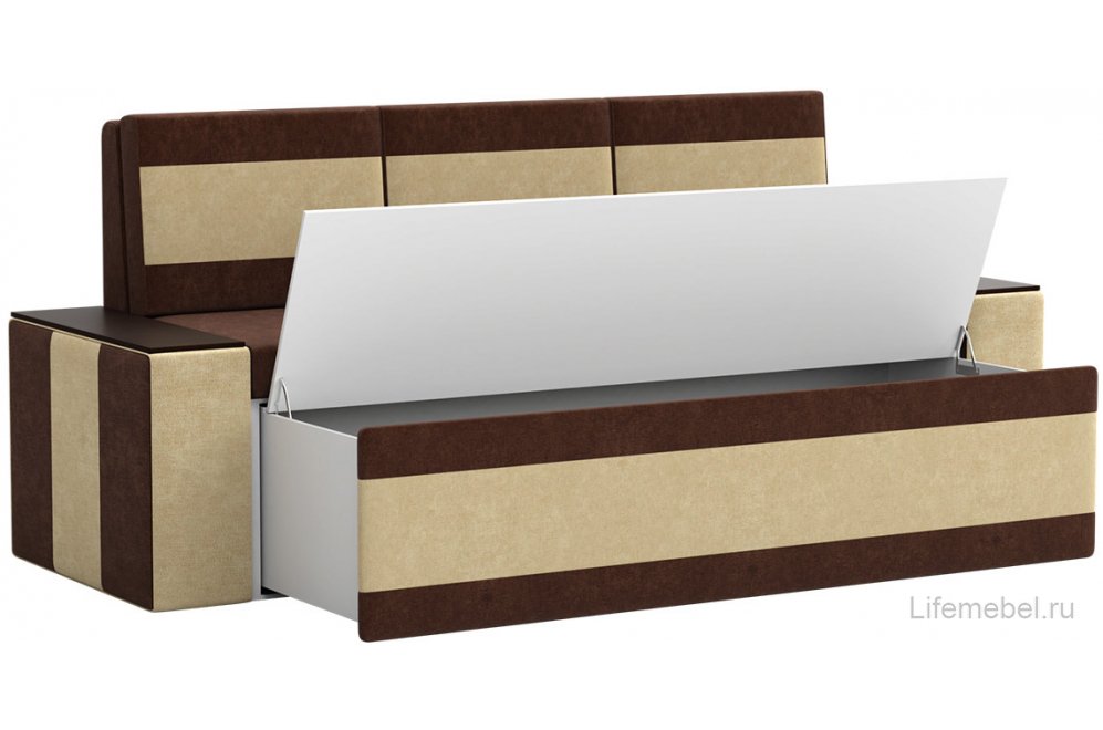 Кухонный диван Лина микровельвет коричнево-бежевый