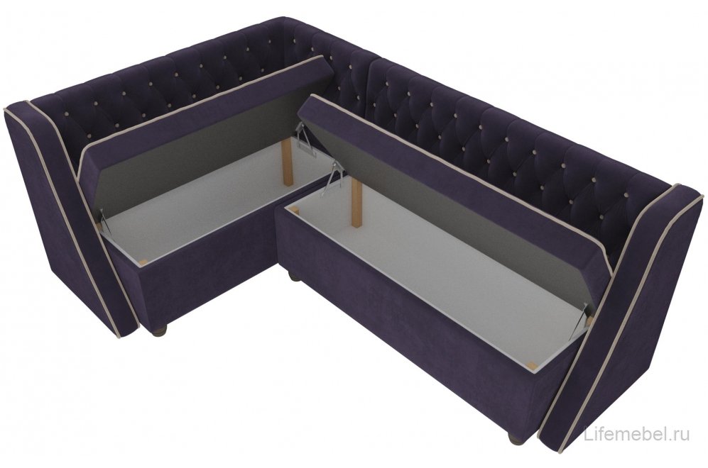 Кухонный диван Лофт левый велюр фиолетовый