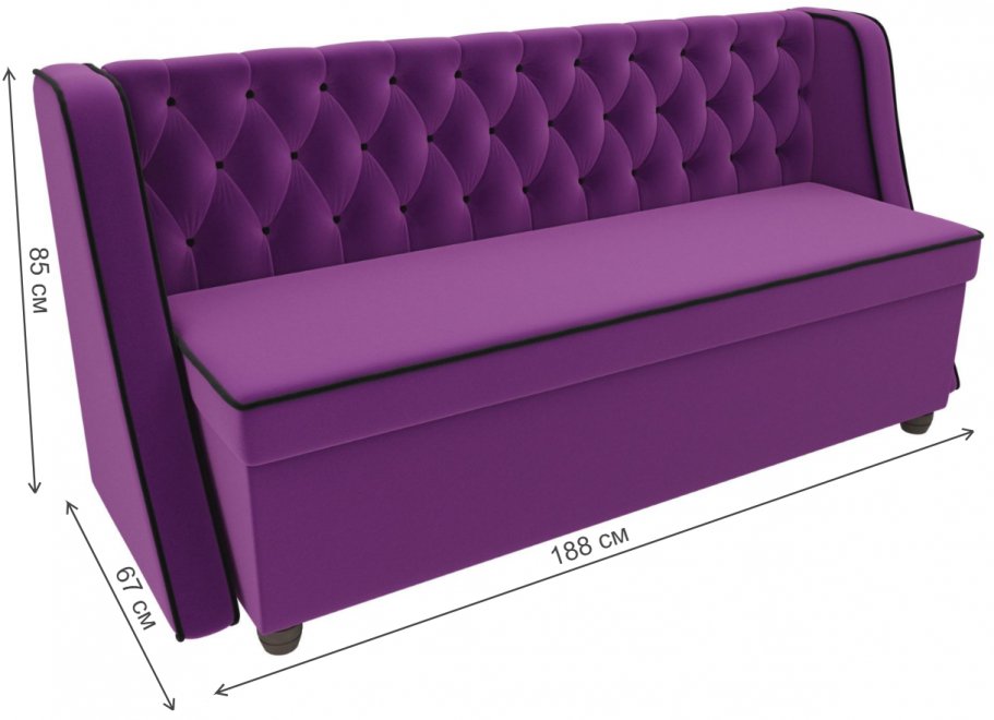 Кухонный диван Лофт микровельвет фиолетовый