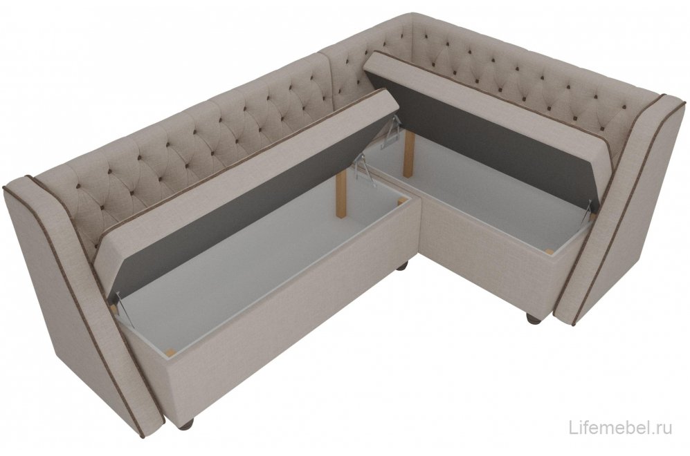 Кухонный диван Лофт правый рогожка бежевый