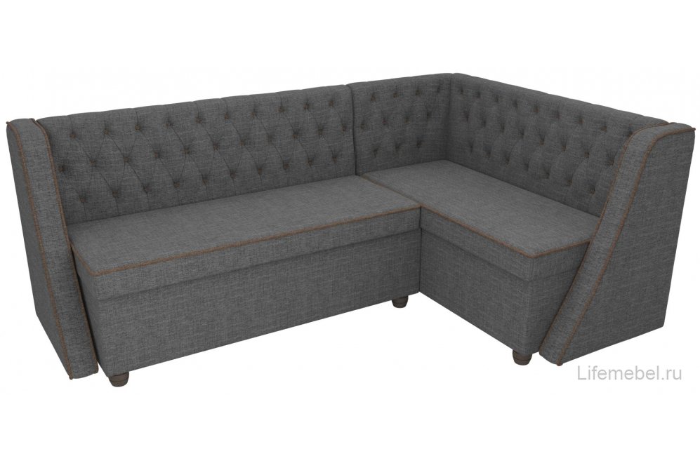 Кухонный диван Лофт правый рогожка серый