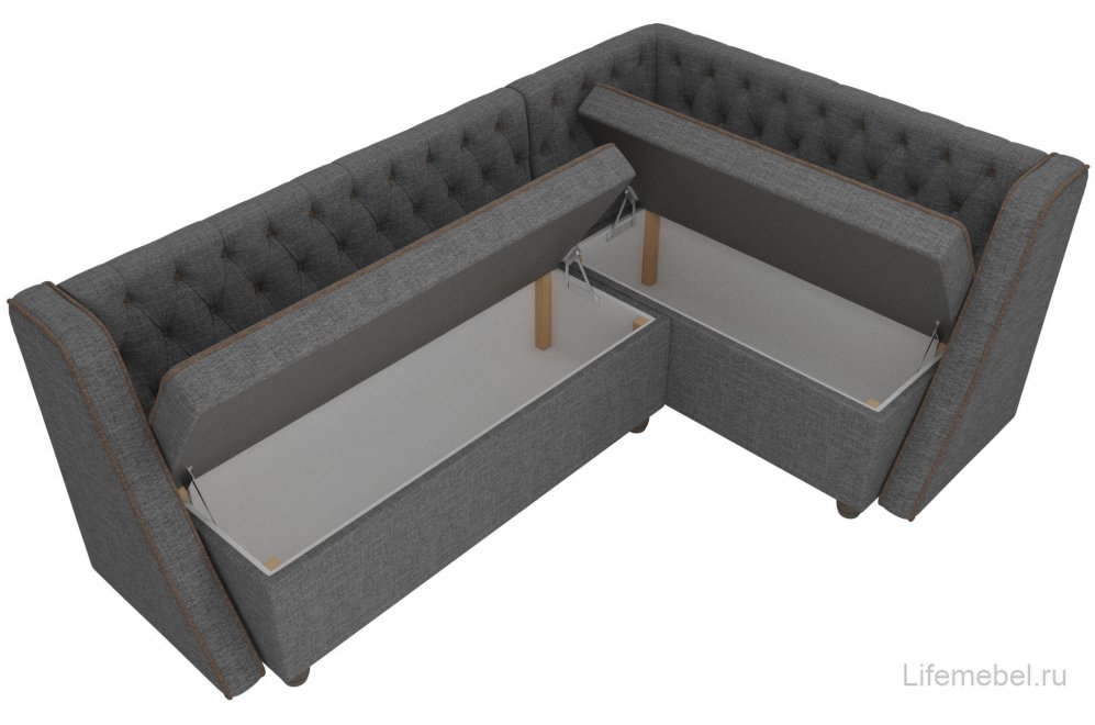 Кухонный диван Лофт правый рогожка серый