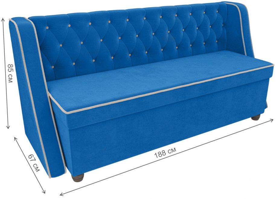 Кухонный диван Лофт велюр голубой