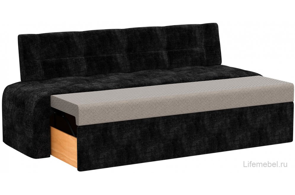 Кухонный диван Люксор микровельвет черный