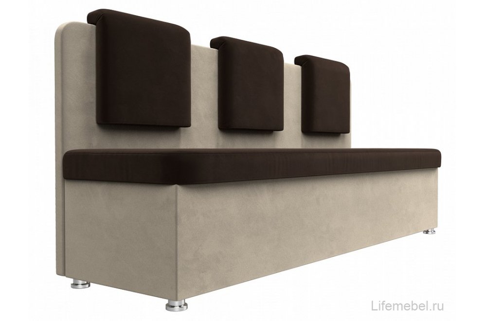 Кухонный диван Форест прямой коричневый / бежевый микровельвет