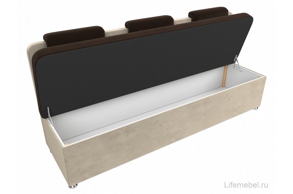 Кухонный диван Форест прямой коричневый / бежевый микровельвет