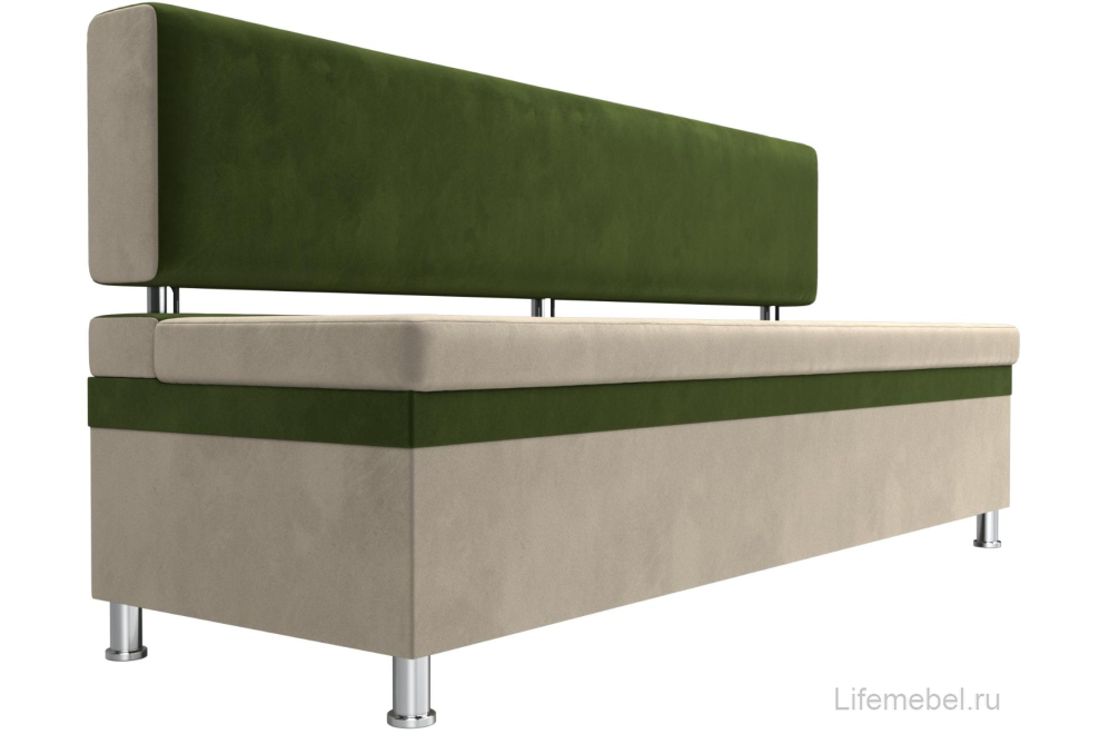 Кухонный диван Стайл микровельвет бежевый / зеленый
