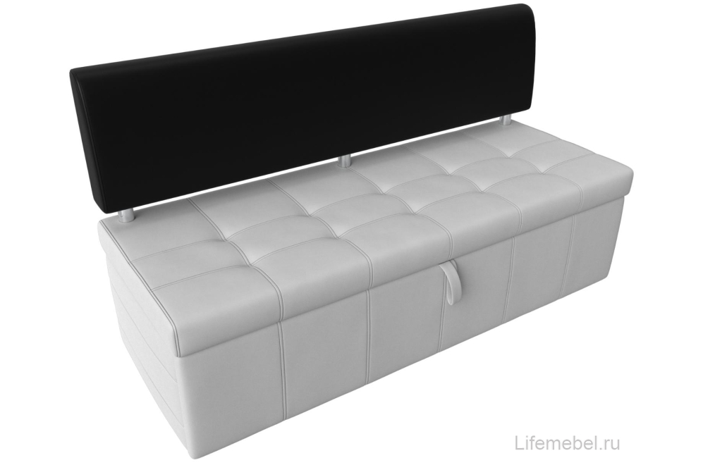 Кухонный диван Стоун экокожа белая / черная