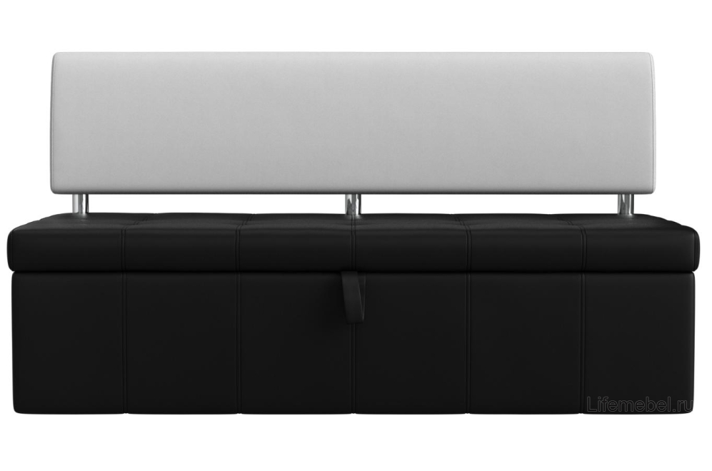 Кухонный диван Стоун экокожа черная/ белая