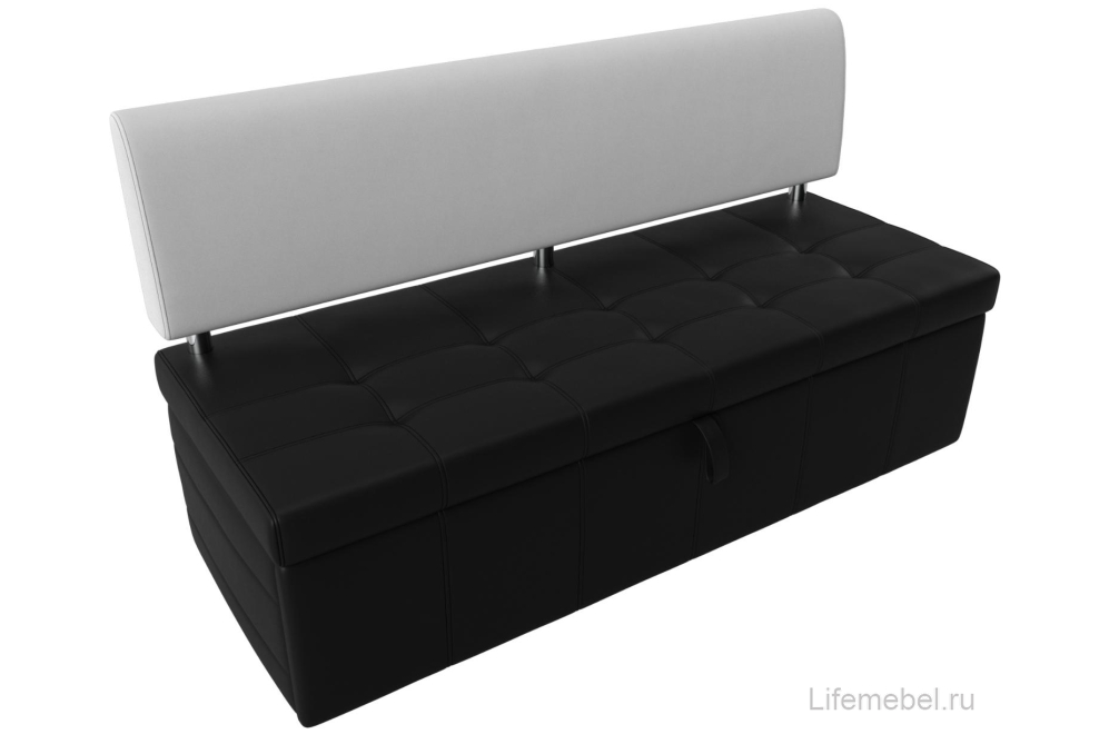 Кухонный диван Стоун экокожа черная/ белая