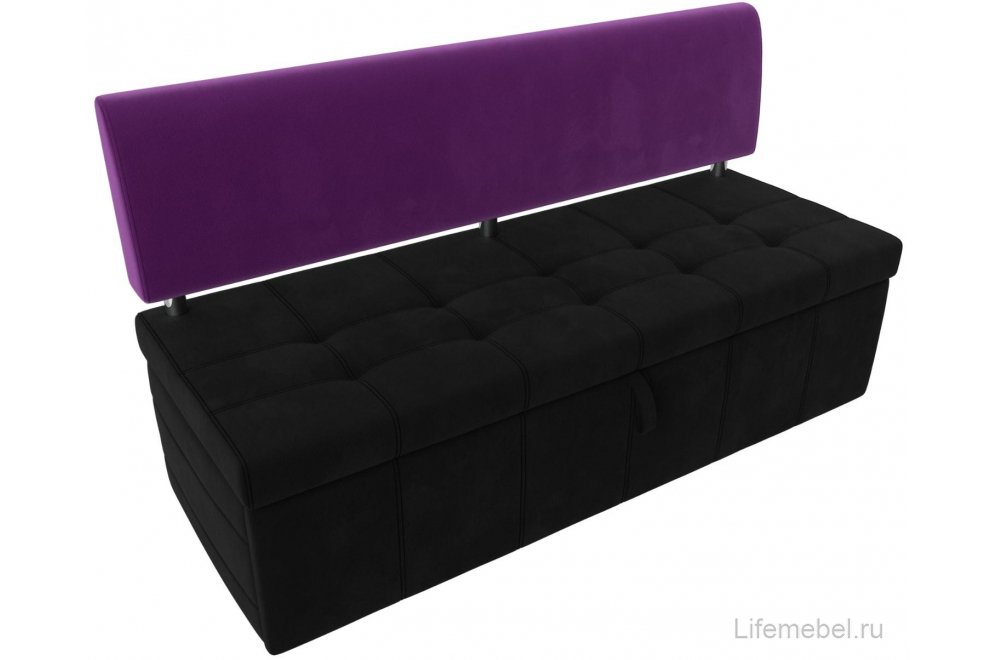Кухонный диван Стоун микровельвет черный / фиолетовый