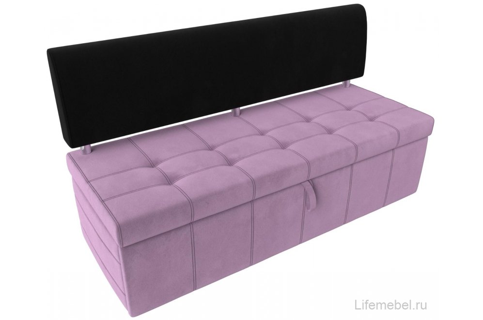 Кухонный диван Стоун микровельвет сиреневый / черный
