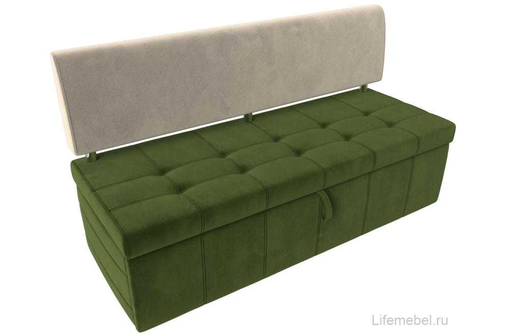 Кухонный диван Стоун микровельвет зеленый / бежевый