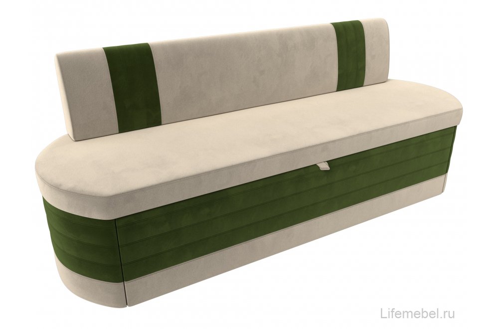 Кухонный диван Токио микровельвет бежевый / зеленый