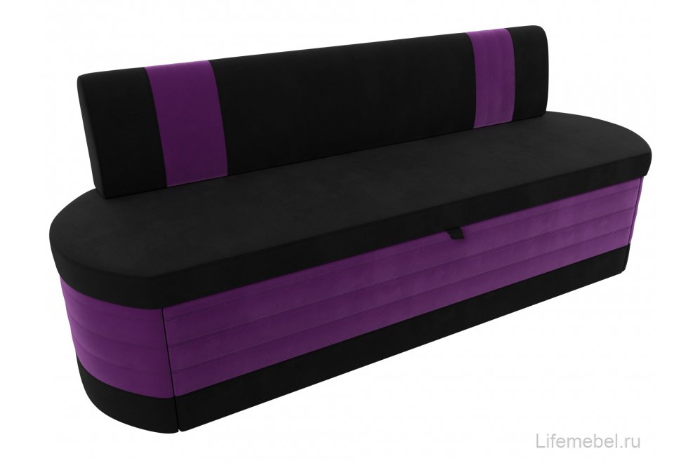 Кухонный диван Токио микровельвет черный / фиолетовый
