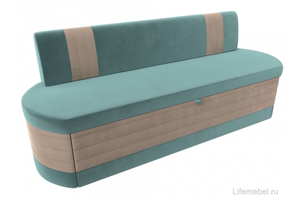 Кухонный диван Токио велюр бирюзовый / бежевый