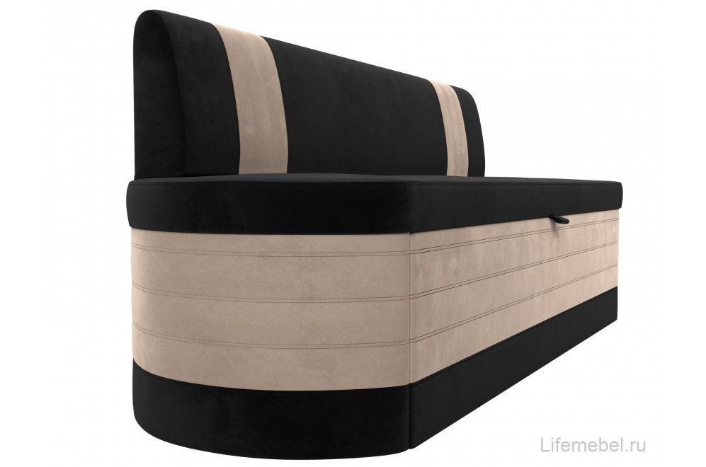 Кухонный диван Токио велюр черный / бежевый