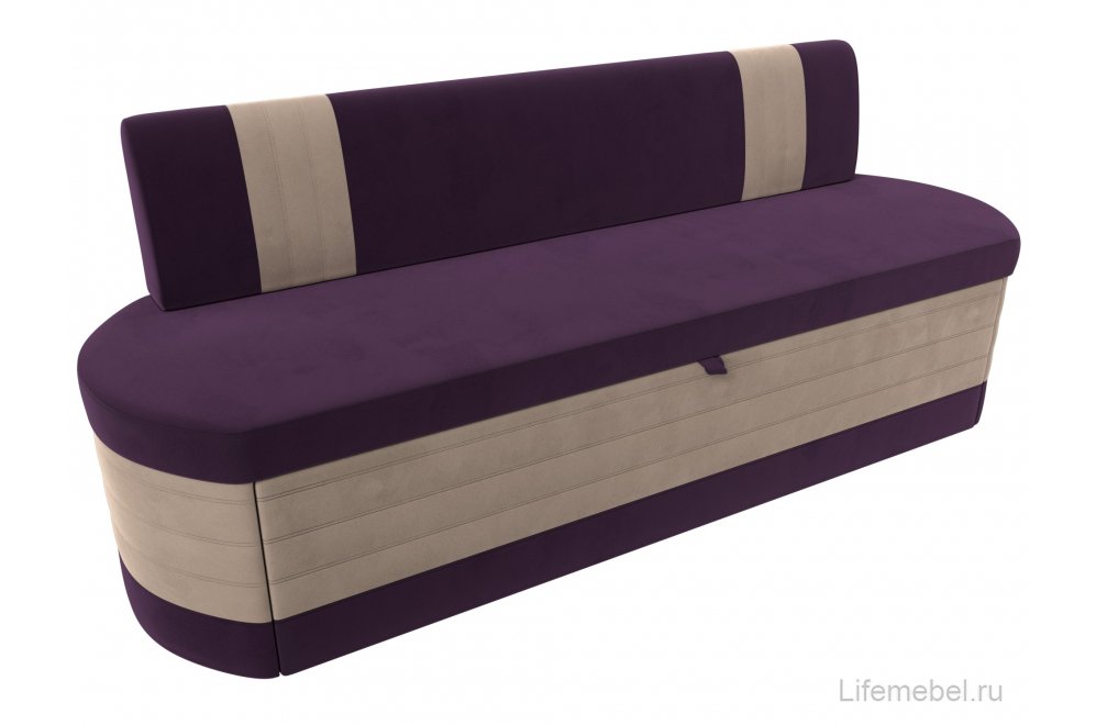 Кухонный диван Токио велюр фиолетовый / бежевый