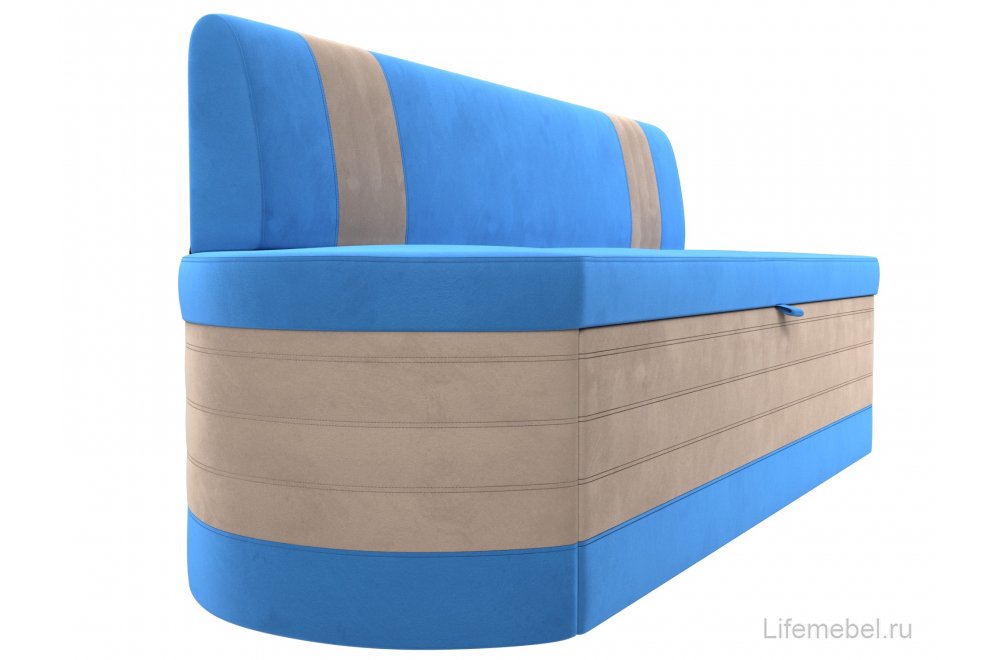Кухонный диван Токио велюр голубой / бежевый