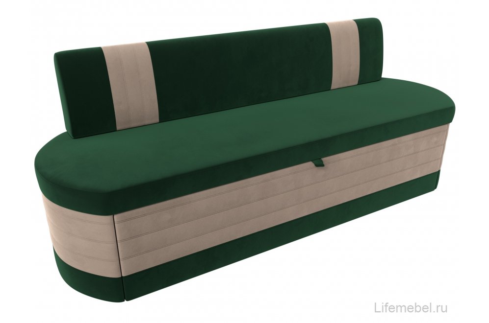 Кухонный диван Токио велюр зеленый / бежевый