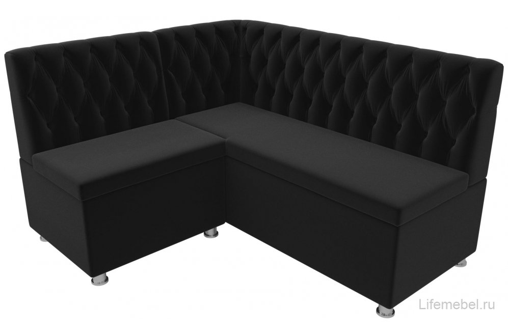 Кухонный диван угловой Мирта левый микровельвет черный