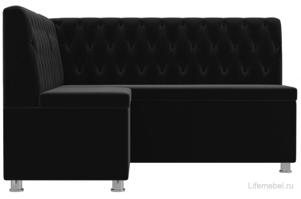 Кухонный диван угловой Мирта левый микровельвет черный