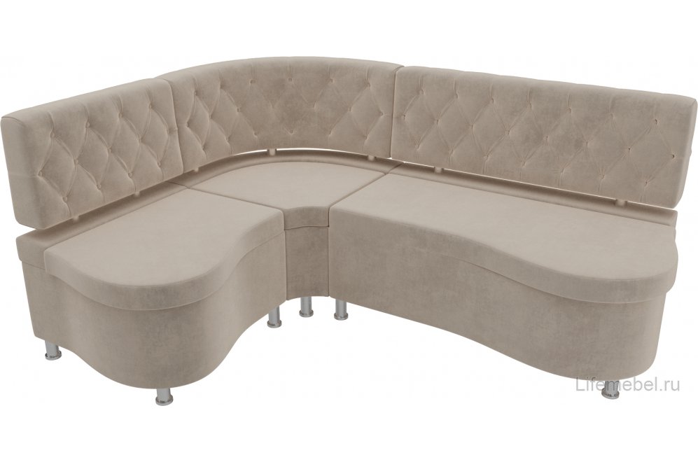 Кухонный диван Вегас левый велюр бежевый
