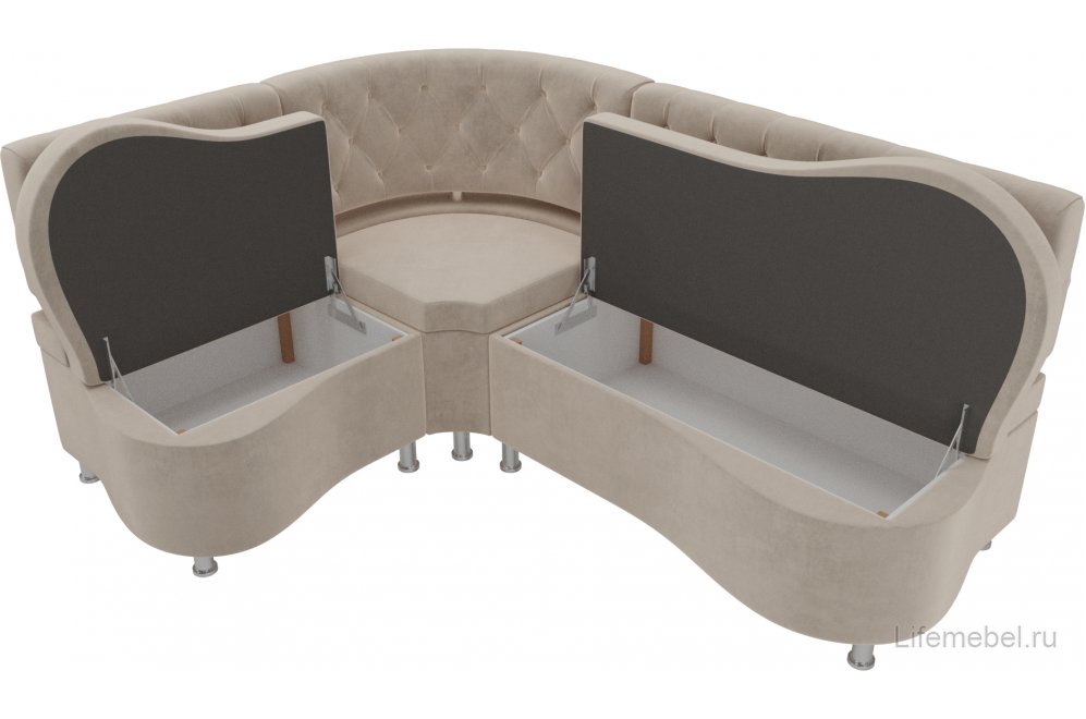 Кухонный диван Вегас левый велюр бежевый