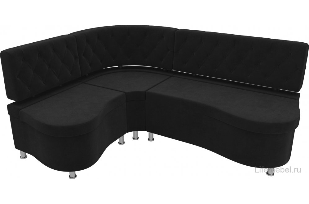 Кухонный диван Вегас левый велюр черный