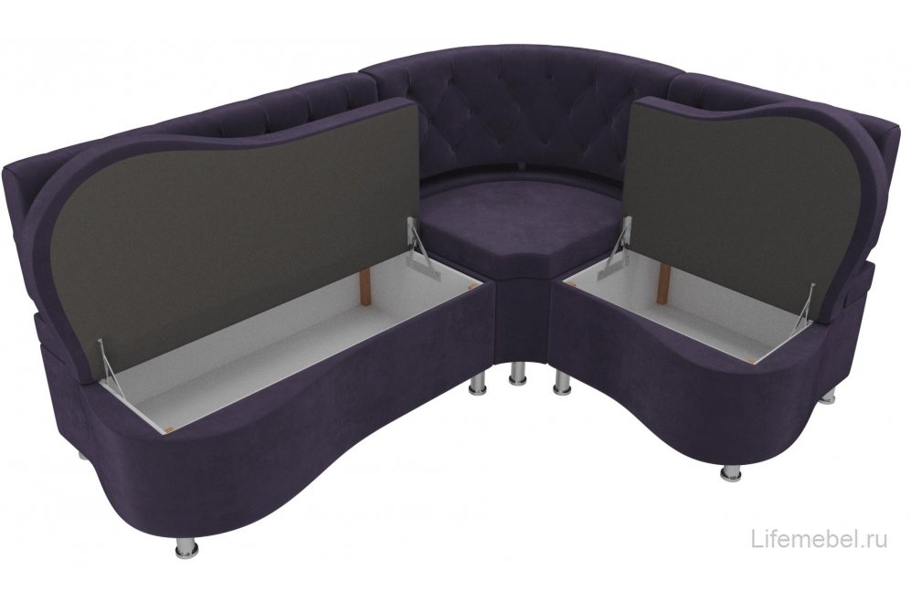 Кухонный диван Вегас правый велюр фиолетовый