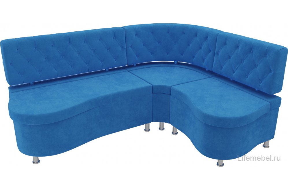 Кухонный диван Вегас правый велюр голубой