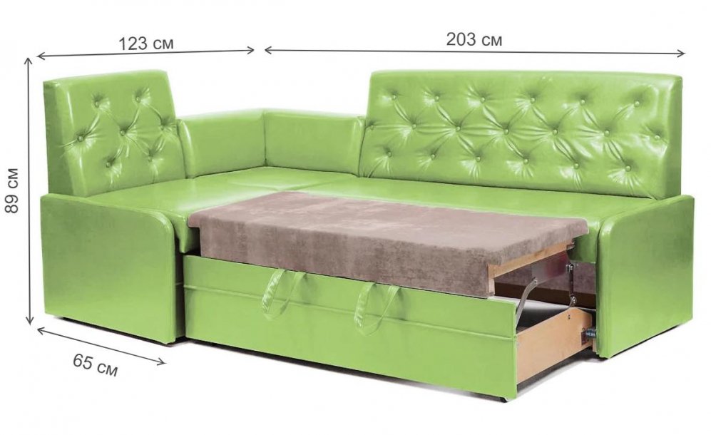 Кухонный уголок Милан со спальным местом салатовый