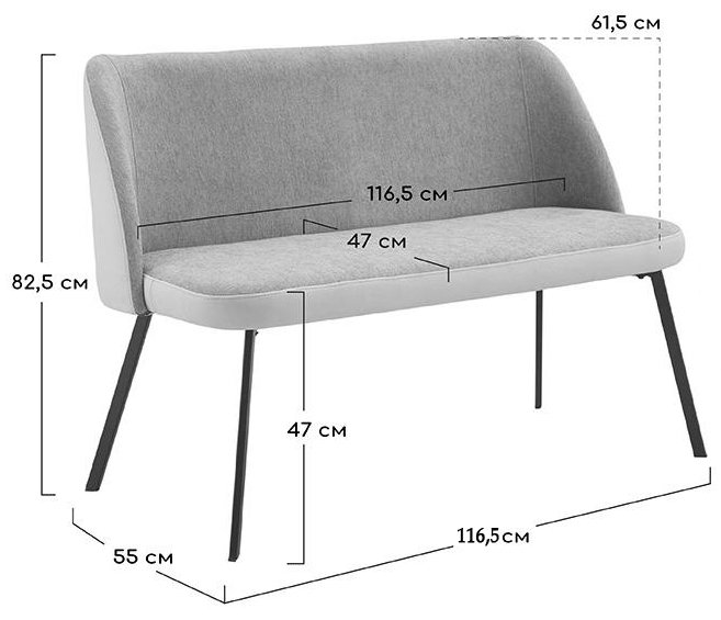 Скамья Praga серая