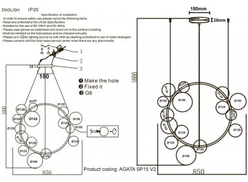 Люстра AGATA SP15 V2 CHROME/TRANSPARENTE